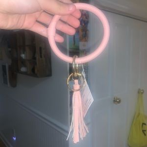 Pink keychain wristlet